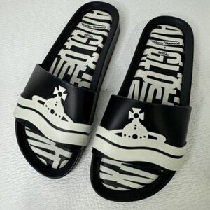 Vivienne Westwood Melissa Anglomania Black White Beach Slides Sandals US SIZE 7